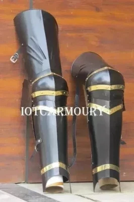 Caballero de acero Blackend medieval armadura de pierna completa disfraz armadura de combate totalmente portátil Foto 1 de 4