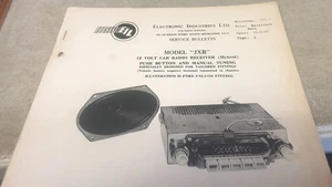 1960 FORD XK FALCON  12 Volt JXR CAR RADIO  Original Service Data - Picture 1 of 3