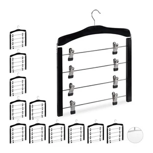 Rockbügel mehrfach Kleiderbügel aus Holz Platzsparender Clipbügel drehbar - Bild 1 von 10
