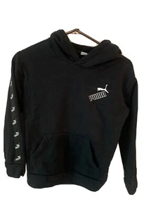 Youth Puma Black Long Sleeve Pullover Hoodie Hooded Sweatshirt 10/12 - Picture 1 of 4