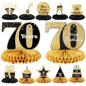 12 Pcs 70th Happy Birthday Honeycomb Decorations for Party Cheers to 70 Years... - Picture 1 of 8