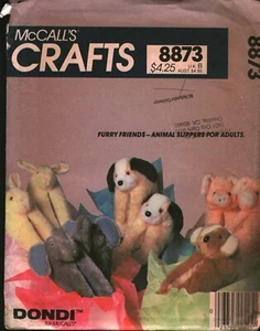 8873 McCalls SEWING Pattern Home Decor Stuffed Slippers Pig Koala Elephant Dog - Picture 1 of 2
