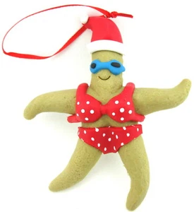 Female Bikini Starfish Santa Christmas Tree Ornament - Picture 1 of 6