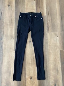 7 For All Mankind Black Mid Rise Skinny Stretchy Jeggings Size 27  Pockets - Picture 1 of 5