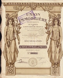 Union Immobiliere Paris Frankreich 1925 - Immobilien - Bild 1 von 1