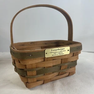 Cesta de muérdago Longaberger 1987 colección de Navidad verde tejida a mano 7 pulgadas de ancho - Imagen 1 de 13