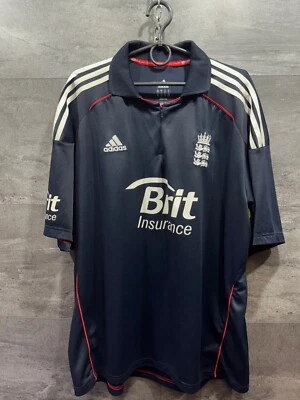 England 2010 Team Jersey Cricket Polo Shirt Black Adidas Mens Size XL - Image 1 of 4