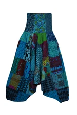 Boho Hippy Gypsy Patchwork YOGA Harem Pant Baggy Cotton BLUE ALLADIN PANTS S/M