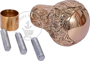 Antico pomello ottone testa manico per bastone da passeggio in legno canna regalo nuovo vintage - Foto 1 di 7