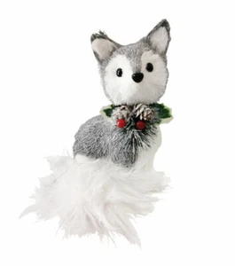 Bloom Room Christmas Gray Fox Critter with Pinecone - Picture 1 of 1