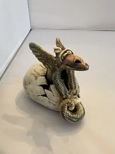Wild Earth Lila Stuart Pottery Figure Baby Dragon Hatching From Egg 1992 - Picture 1 of 9