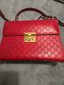 Large Gucci Red Guccissima Leather Padlock Shoulder Bag - Picture 1 of 13