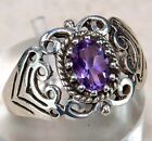 1CT Natural Amethyst 925 Solid Sterling Silver Edwardian Style Ring Sz 7 F2-1