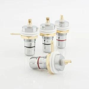 HiFi Audio Rhodium Gold Plated RCA Socket Amplifier Chassis Phono RCA Terminals - Picture 1 of 12