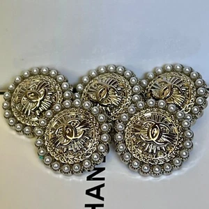 Set 5 Knöpfe Chanel CC Ersatzknöpfe Ø 20 mm Metall Knöpfe Knopf Logo Gestempelt - Bild 1 von 7