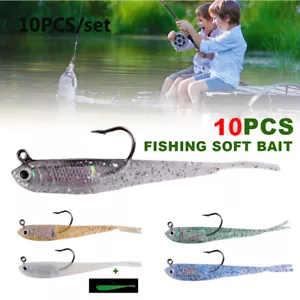 10Pcs Outdoor Fishing Lures Artificial Bait Lures Minnow Tackle Fork Tail w/Hook - Picture 1 of 13