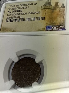 MEDIEVAL SCOTLAND. Charles I 1625-1642 Copper Twopence, NGC Graded *VERY RARE!!* - Picture 1 of 3