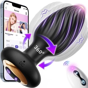 360° Rotating Anal Butt Plug Vibrator Prostate Massager Men Women Adult Sex Toys - Picture 1 of 9
