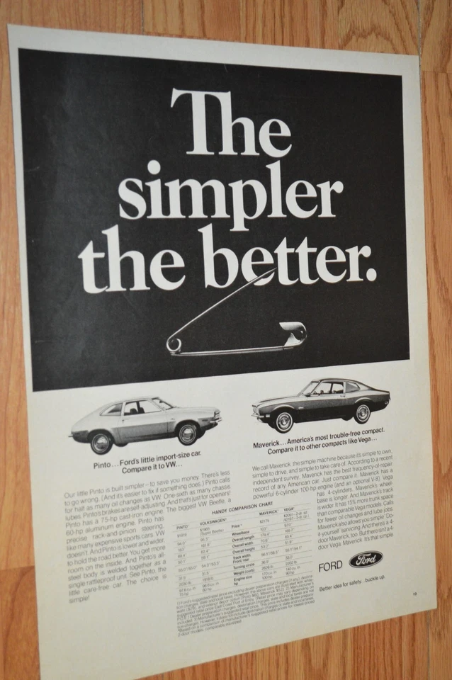 1971 Ford Pinto Maverick Original Large Vintage Advertisement Print Ad 71 - Image 1 of 1