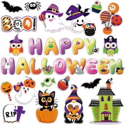 40Pcs Хэллоуин толщиной гель зажимы призрак Gnome Cat летучая мышь окно гель наклейки  - Изображение 1 из 4