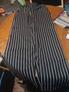 Dickies Black/ White Stripes Chef Pants Nwt Sz Large - Picture 1 of 13