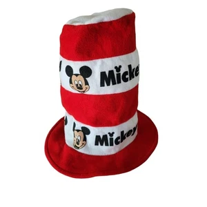 Vintage Disney Mickey Mouse rot & weiß Ofenrohr gestreift Zylinder Hut Filz - Bild 1 von 9