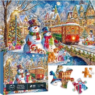 Christmas Snow Puzzles for Adults 1000 Pieces, Challenging Puzzles Colorful Hard - Image 1 of 4