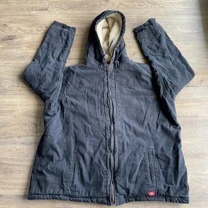 Dickies Jacket Mens 2XL Black Full Zip Canvas Hooded Distressed Lined Workwear - Picture 1 of 24
