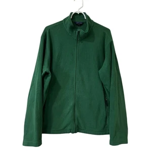 Lands' End Mens Size XL 46-48 Green Full Zip Fleece Jacket Outdoors Fall - Picture 1 of 5