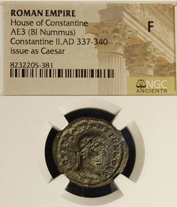 Ancient Roman Empire Constantine AD 337-340 AE3 BI Nummus Caesar Coin- NGC Fine - Picture 1 of 5