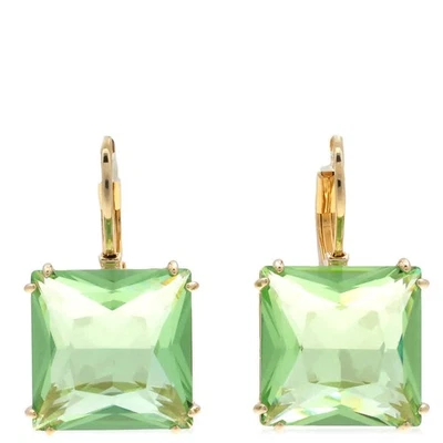 Pendientes colgantes Swarovski Millenia enchapados en tono oro verde corte cuadrado Foto 1 de 4