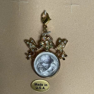 Kirks Folly Dream Angel Glass Cameo AB Butterfly Crystal Charm Pendant - Picture 1 of 2