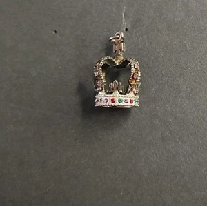 Colourful Stones Sterling Silver Vintage Charm For Bracelet - Picture 1 of 9