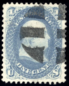 US 63 1c 1861 Benjamin Franklin geometric cancel PF grade 90 - Picture 1 of 3