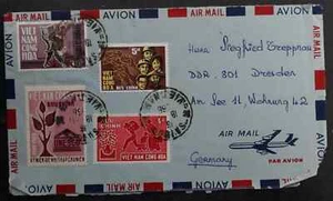 1966 Vietnam Airmail Cover ties 4 stamps canc Saigon to Germany - Picture 1 of 2