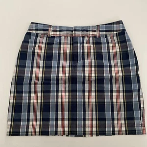 Falda a Cuadros Azul Chaps Mujer Talla 8 Bolsillos 100% Algodón Frente Plano - Imagen 1 de 6