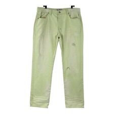 AKOO Mens Big Oak Fit Distressed Jeans Size 40￼x34 Seafoam Green Yellow   11/2