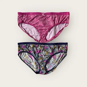 Lane Bryant Cacique No Show Hipster Panty Lot of 2 26/28 Navy Blue Pink Floral - Picture 1 of 2