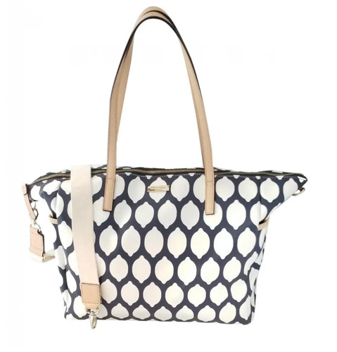 Kate Spade Adaria Borsa per pannolini in vinile rivestito blu e bianco
