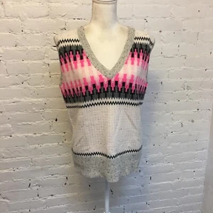 Brodie Cashmere v-neck vest pink and gray size small - Picture 1 of 7