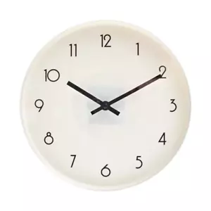 White Plastic Wall Mounted Clock Round Quartz Wall Clock Battery Operated - Picture 1 of 5