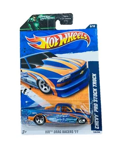 Hot Wheels 2011 HW Drag Racers '11 Chevy Pro Stock Truck on Green Lantern Card - Picture 1 of 1