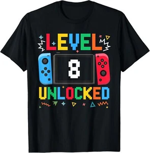 Level 8 Unlocked Birthday Video Gamer 8th Birthday Kids Boys T-Shirt Hoodie - Picture 1 of 13