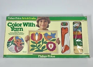 Vintage 70s Fisher Price Fiber Arts & Crafts Color With Yarn Birds & Flowers Kit - Picture 1 of 4