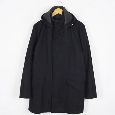 BUGATTI Men's Coat Jacket Size 50 Black Hooded Full Zip Wool Cashmere s13066 - Image 1 of 4