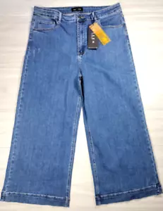 Risen High Rise Wide Leg Cropped Jeans, Women’s Size 2XL, Medium Wash, NWT - Picture 1 of 13