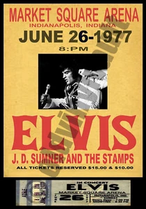 Elvis Last Concert Market Square Arena Indiana POSTER AND TICKET A4-A3-A2 SIZES - Picture 1 of 1