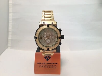 Men Aqua Master Jojo  Joe Rodeo Yellow Black Metal Band 46mm Diamond Watch W#146 - Image 1 of 4