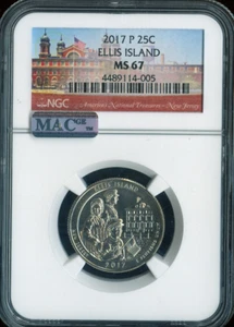 Asta 2017 Ellis Island Quarter NGC MS67 - Foto 1 di 2