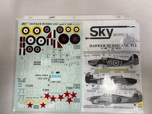 NEU Vintage Sky Models 48-051 Hawker Hurricane Militär Modellflugzeug Aufkleber (AWO3) - Bild 1 von 3